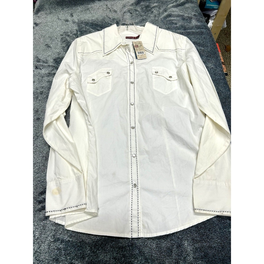 Cruel Girl Women's Pearl Snap White With Black Stitching XXL Shirt (F1)